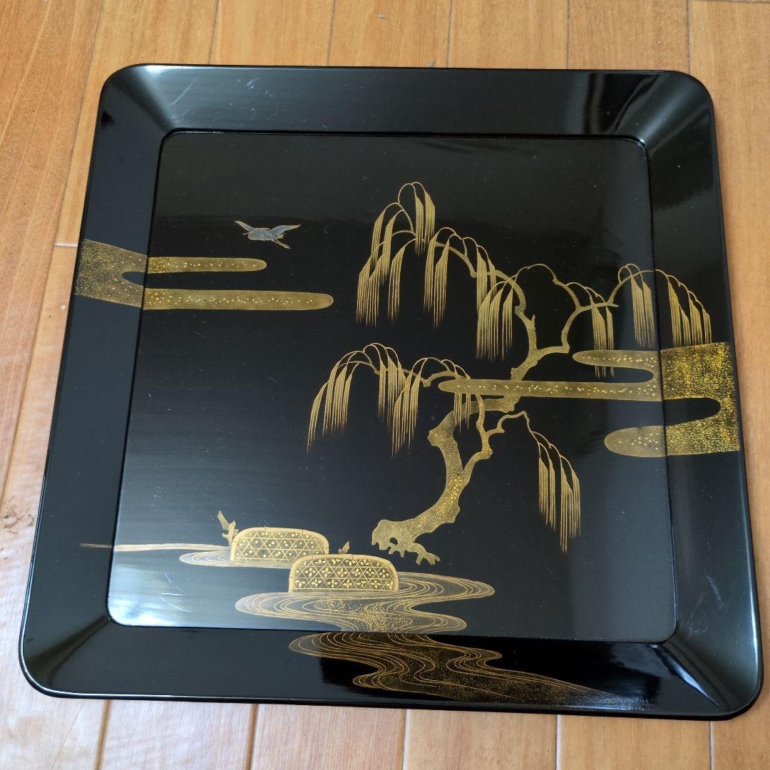 漆器 膳 金色装飾 正方形