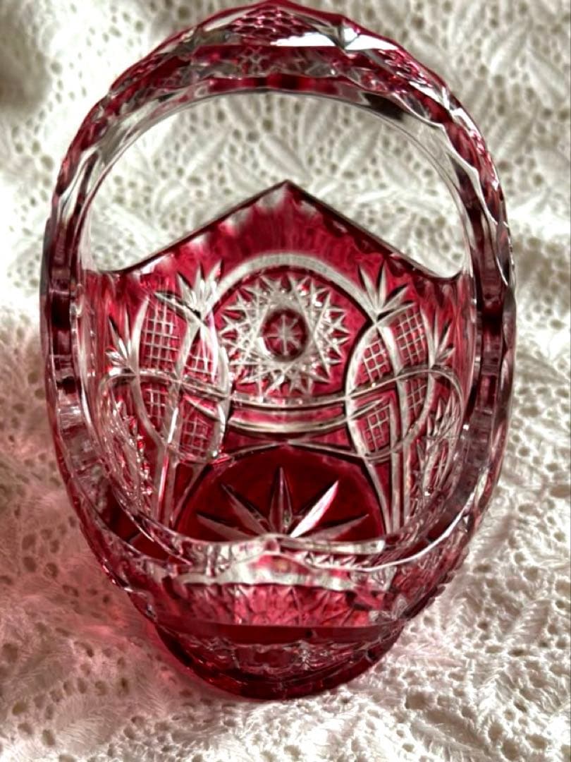 ⭐︎新品未使用⭐︎ 【NACHTMANN】ガラス製 バスケット 赤 ヴィンテージ