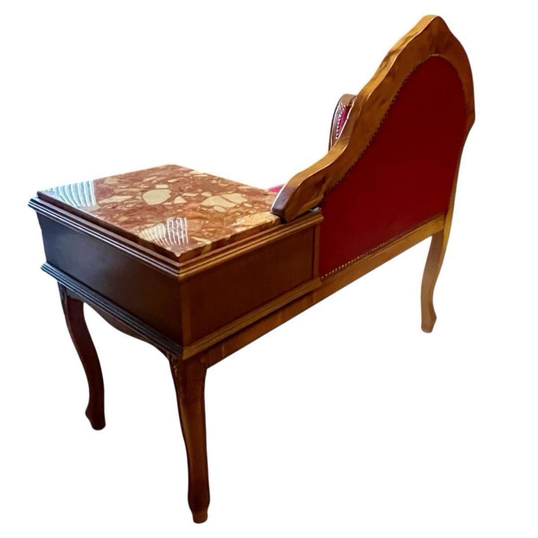 【アンティーク/希少】イタリア製 テレフォンベンチ ロココ調 猫脚 大理石