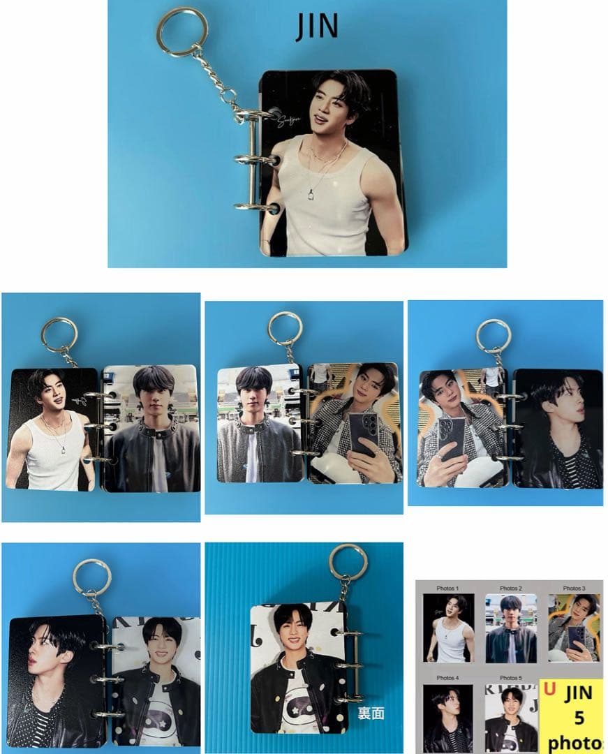 BTS JIN キャンバスポーチ（ブラック）・アルバムキーホルダー2種