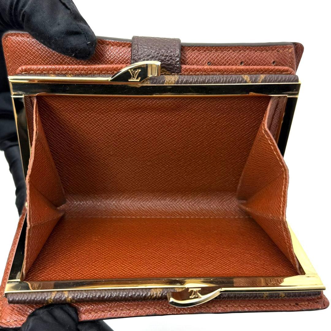 良品 ルイヴィトン モノグラム ポルトモネ ビエ ヴィエノワ がま口 茶 財布