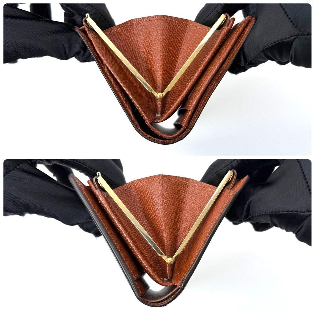 良品 ルイヴィトン モノグラム ポルトモネ ビエ ヴィエノワ がま口 茶 財布