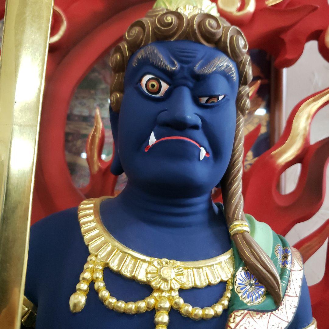 Ｂフライデー送料無料★極彩色 不動明王三尊像2尺★矜羯羅童子・制多迦童子1尺