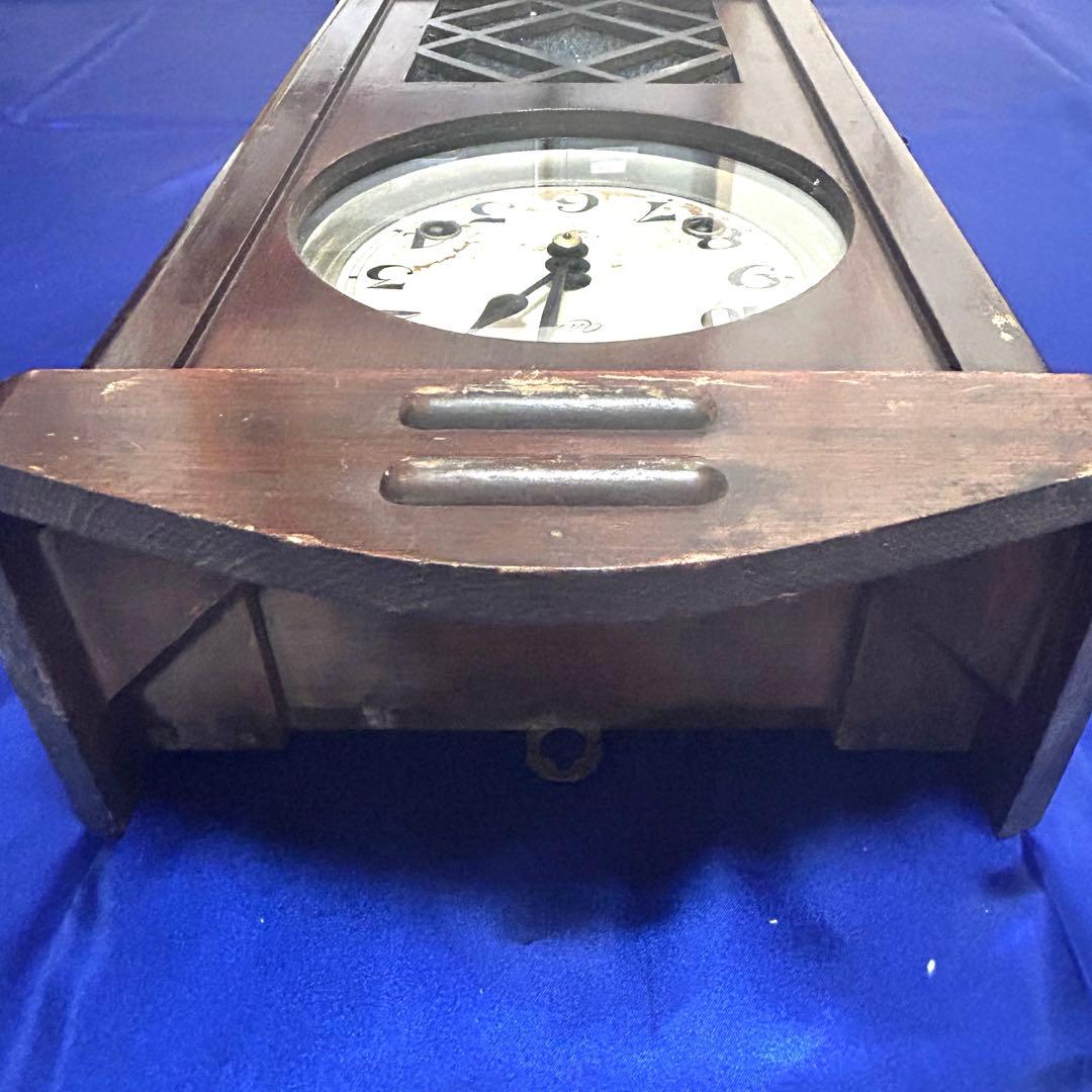 【匿名配送】Aichi 振り子時計　ゼンマイ式　手巻き鍵付　アンティーク　木製