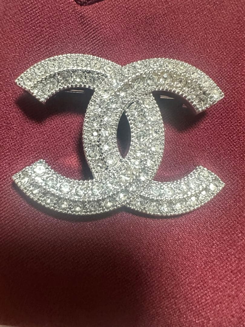 CHANEL CCロゴ ブローチ シルバー ラインストーン