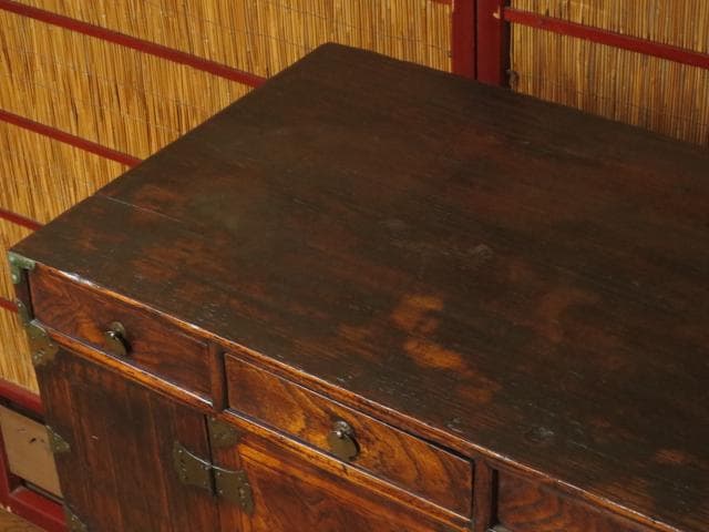 李朝古民具 朝鮮美術 朝鮮古民芸 古無垢材 真鍮金具 時代 二層箪笥 朝鮮箪笥