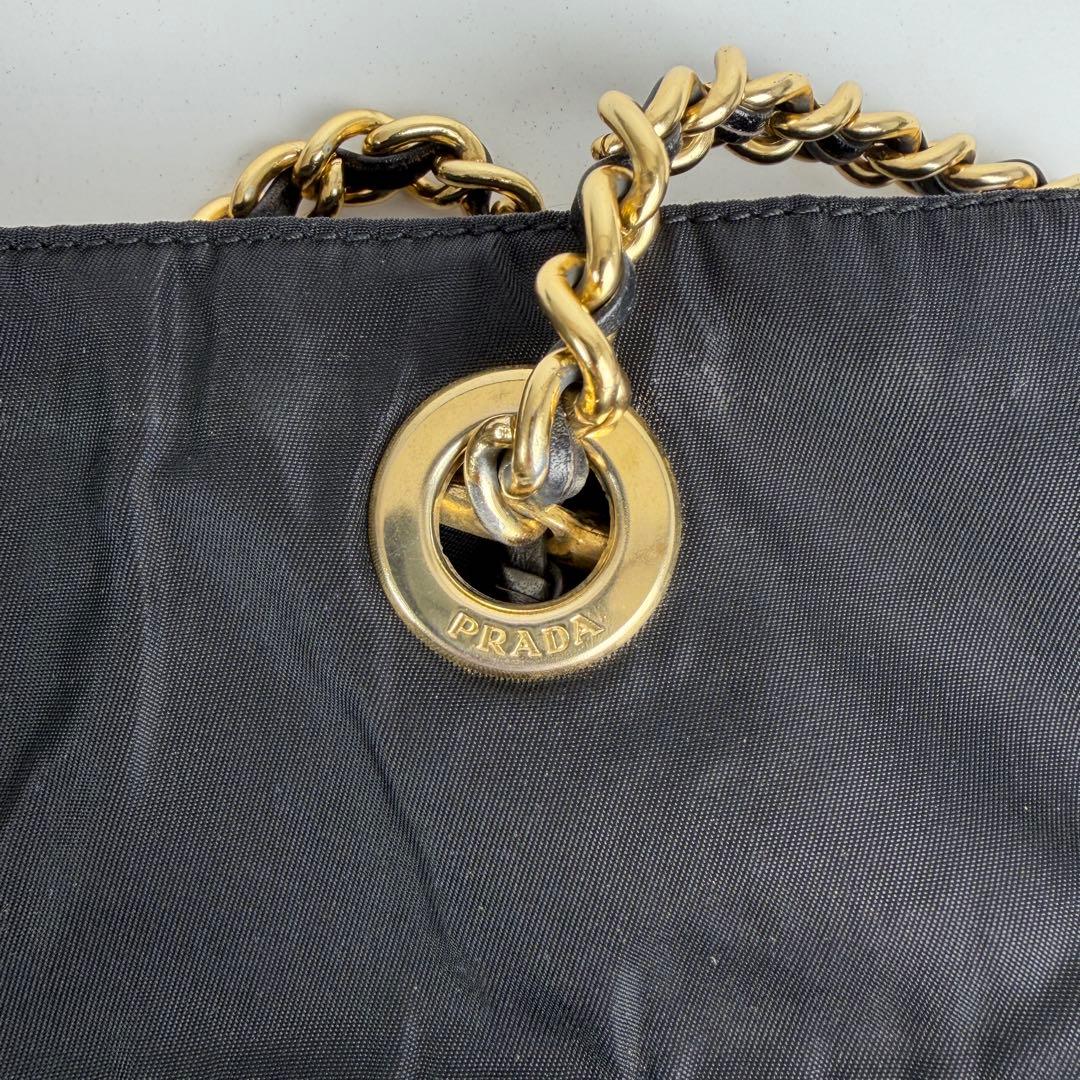 極美品 PRADA プラダ チェーン キルティング ショルダーバッグ ナイロン