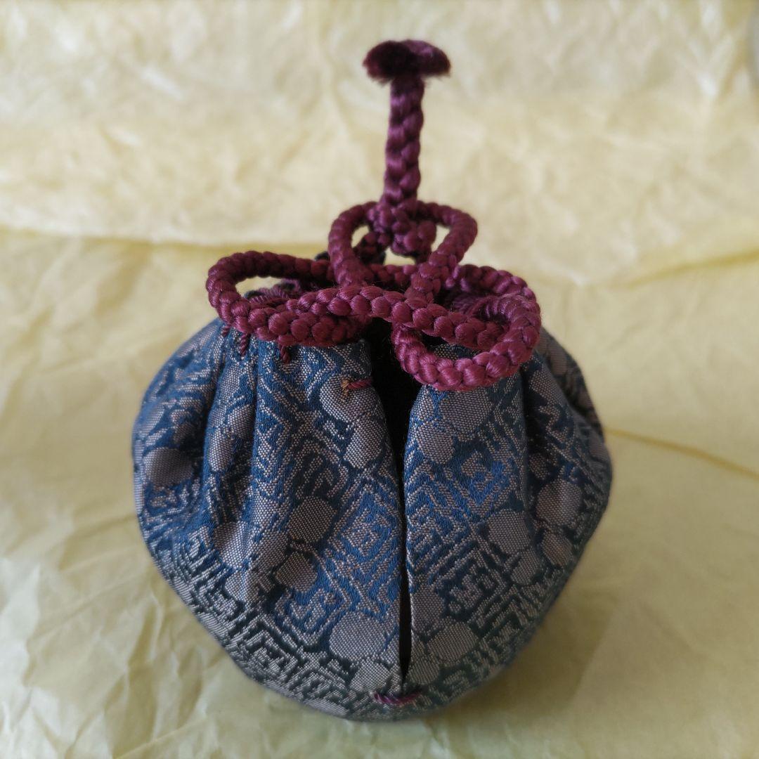 森陶岳　黒備前丸壺茶入　仕服:藤種緞子　茶道具　中古品