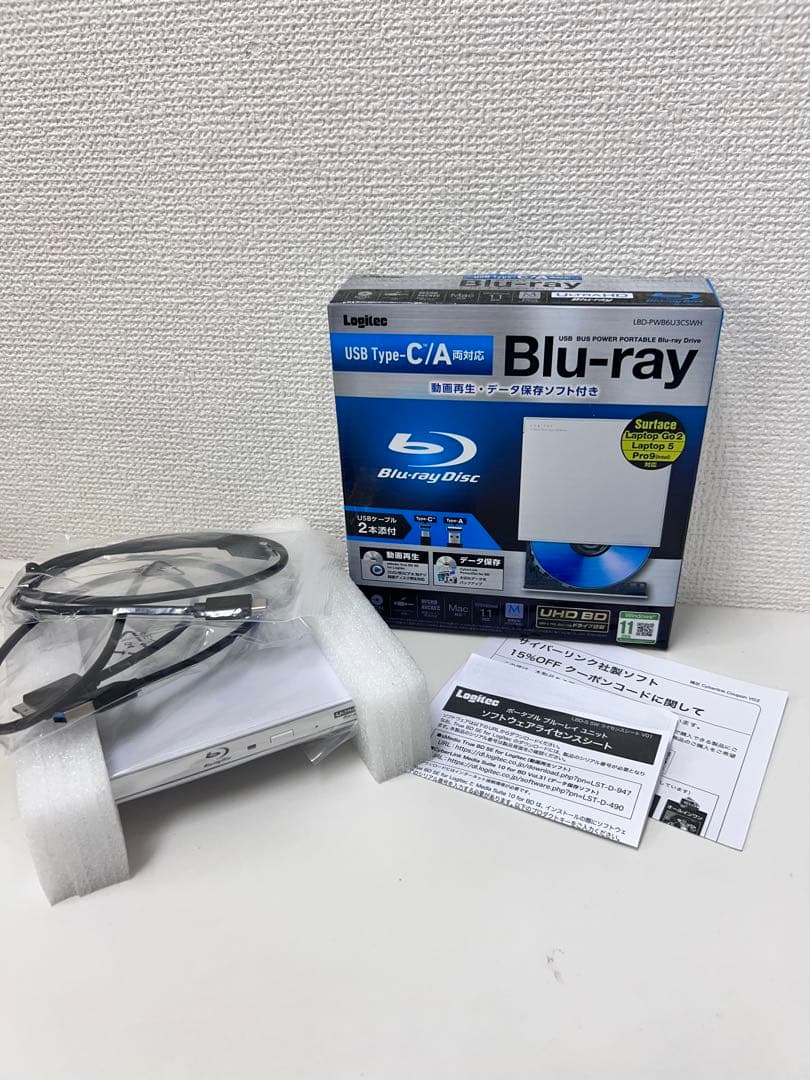 12P2#4ロジテック ブルーレイドライブ 外付けLBD-PWB6U3CSWH