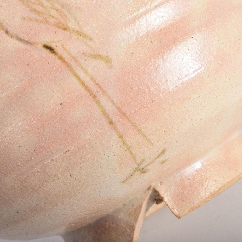 茶道具　志野焼　立鶴絵　茶碗　在銘　時代箱　V　R9374