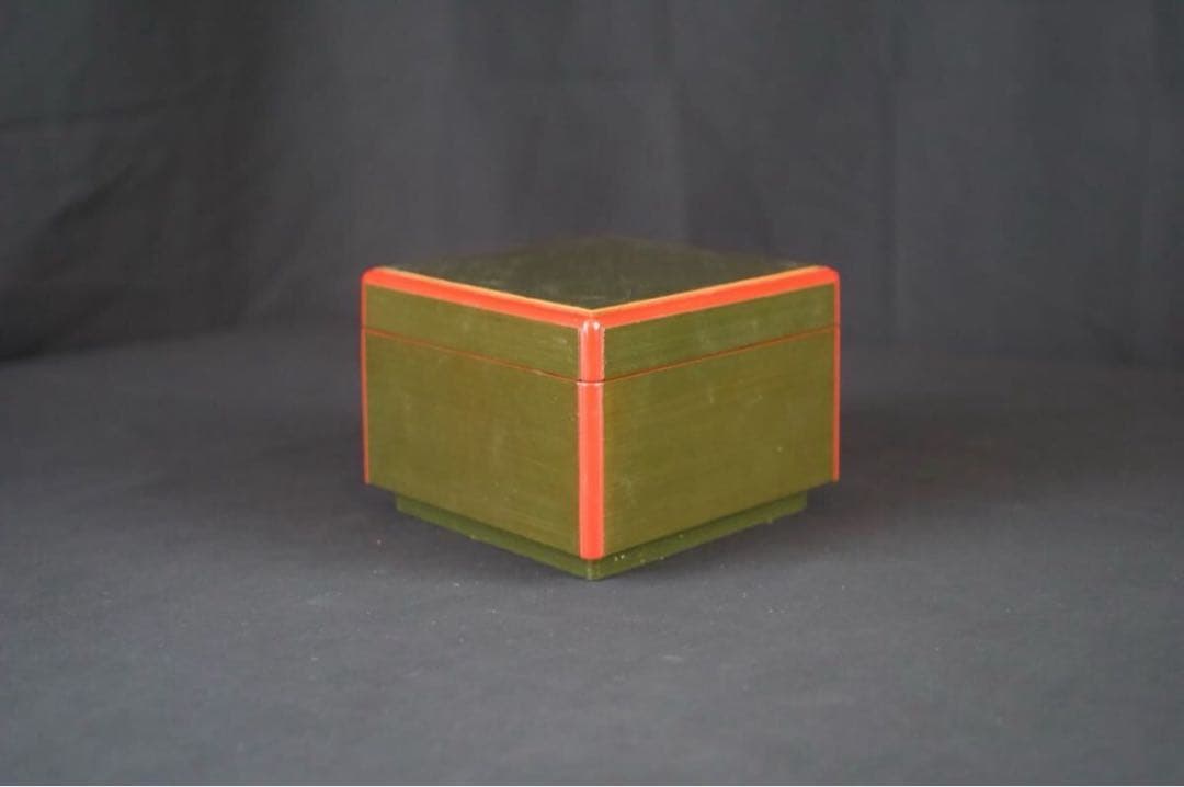 塗師 岡田表寬 作 菱形 喰籠 共箱 菓子器 蓋物 漆芸