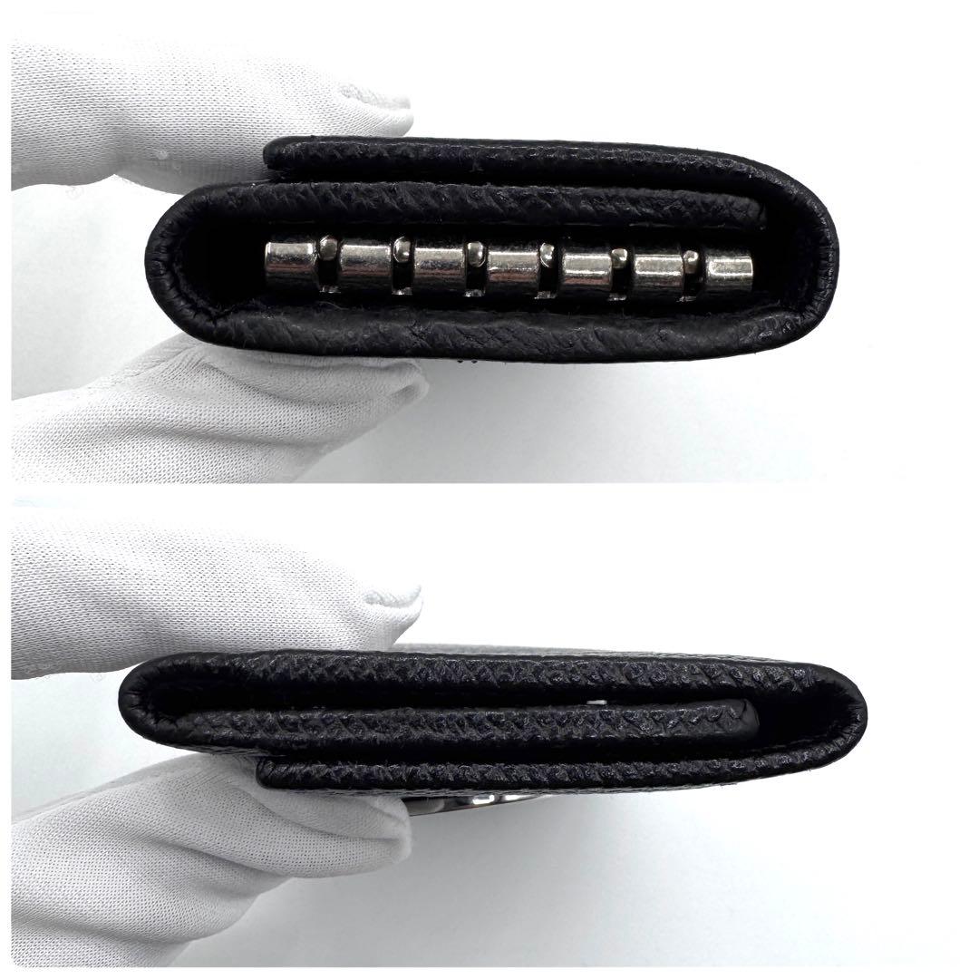 美品　付属品完備✨ブルガリ　6連　キーケース　ロゴクリップ　レザー　黒