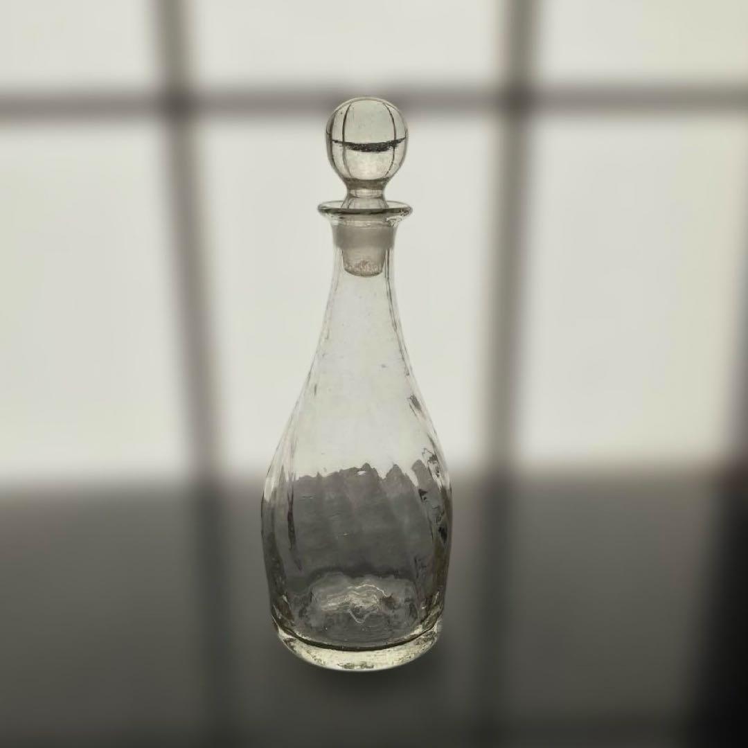 民藝　倉敷ガラス　小谷眞三さん　栓付きモール瓶　クリアガラス　薄黄