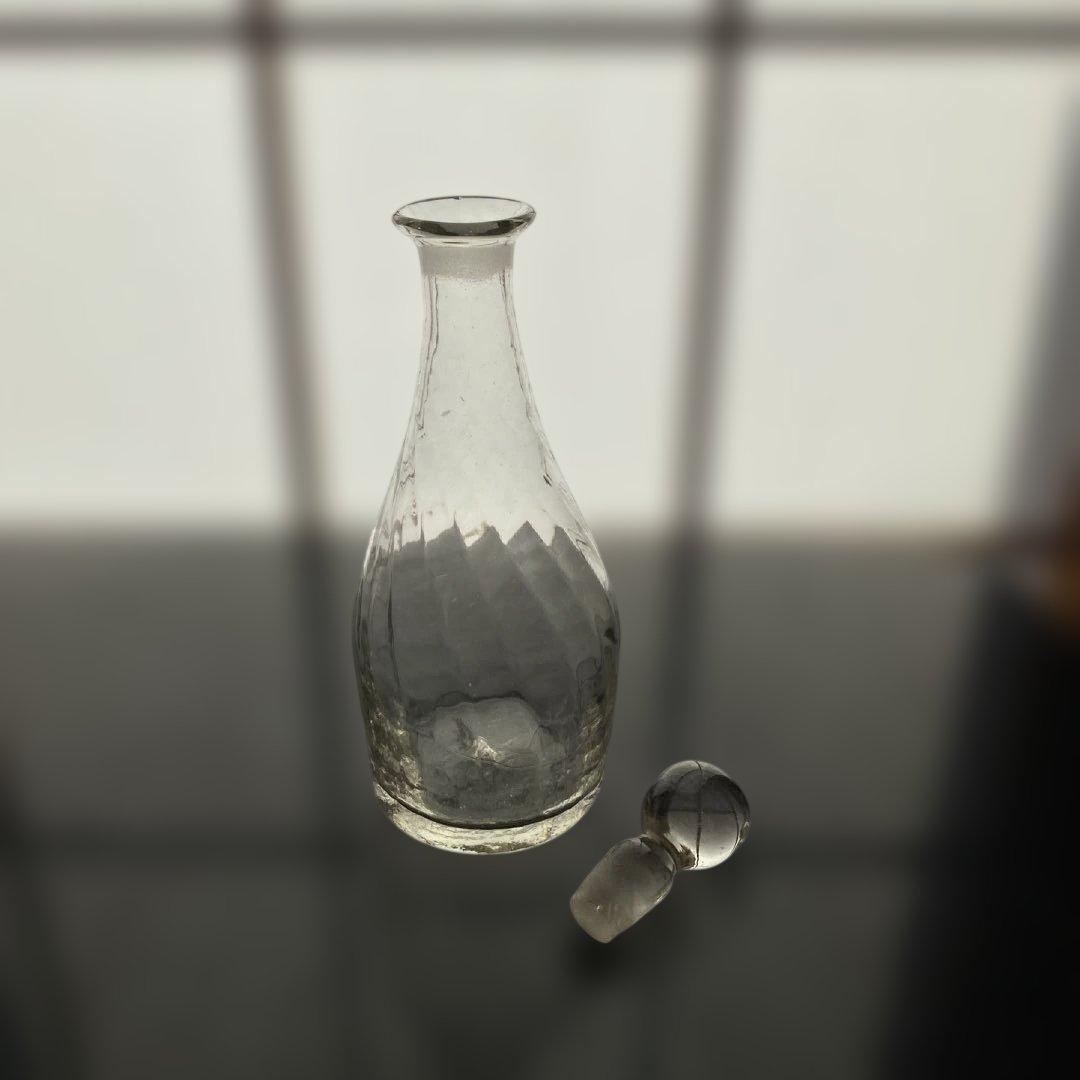 民藝　倉敷ガラス　小谷眞三さん　栓付きモール瓶　クリアガラス　薄黄