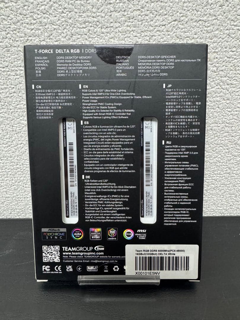 新品未開封T-FORCE DELTA DDR5 32GB 6000 Mhz