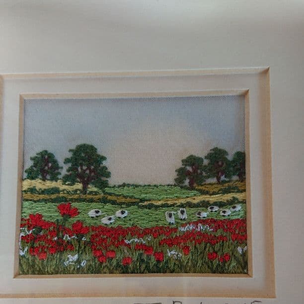 シルク糸の刺繍絵画