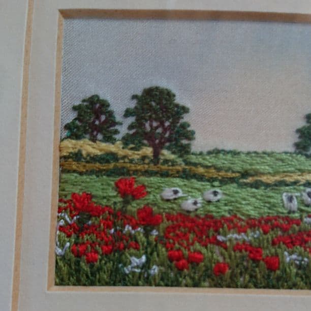 シルク糸の刺繍絵画