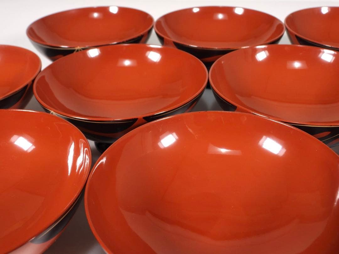 輪島塗 木製漆器 沈金 葉 蓋椀 吸物椀 汁椀 10客