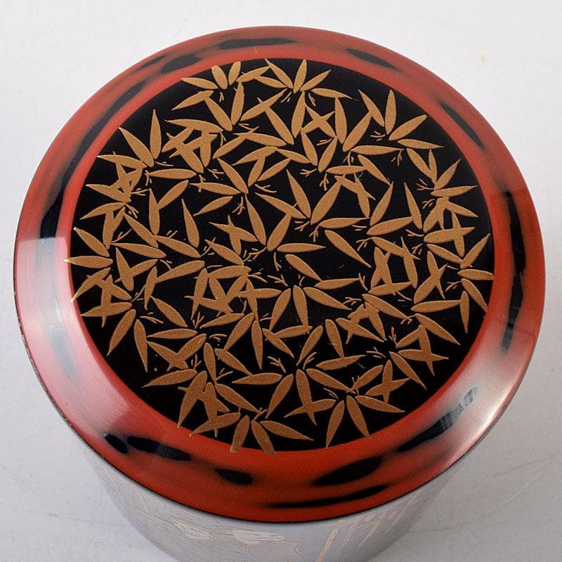 茶道具　吉田祥雲作　七賢人蒔絵　面根来塗　茶器　共箱　V　8157