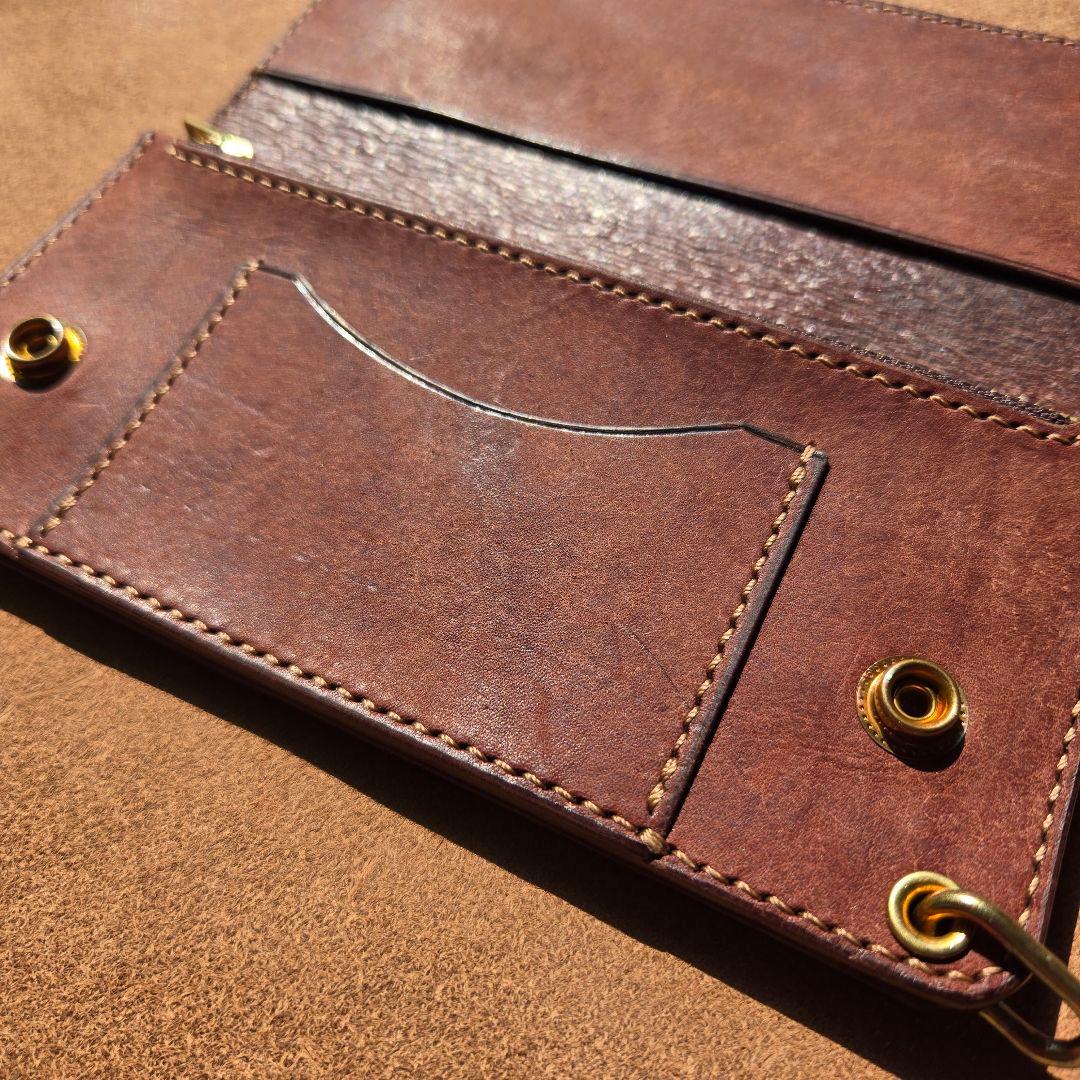 110ロング　トラッカーウォレット　イタリアンレザーMARGOT【ダークブラウン