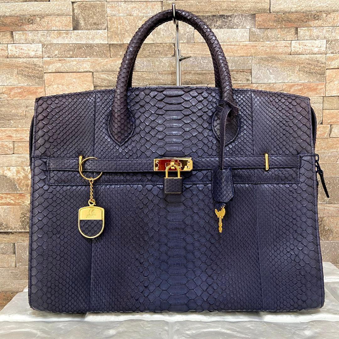 【美品】ANKH-JET　アンクジェット　パイソン　ハンドバッグ　パープル