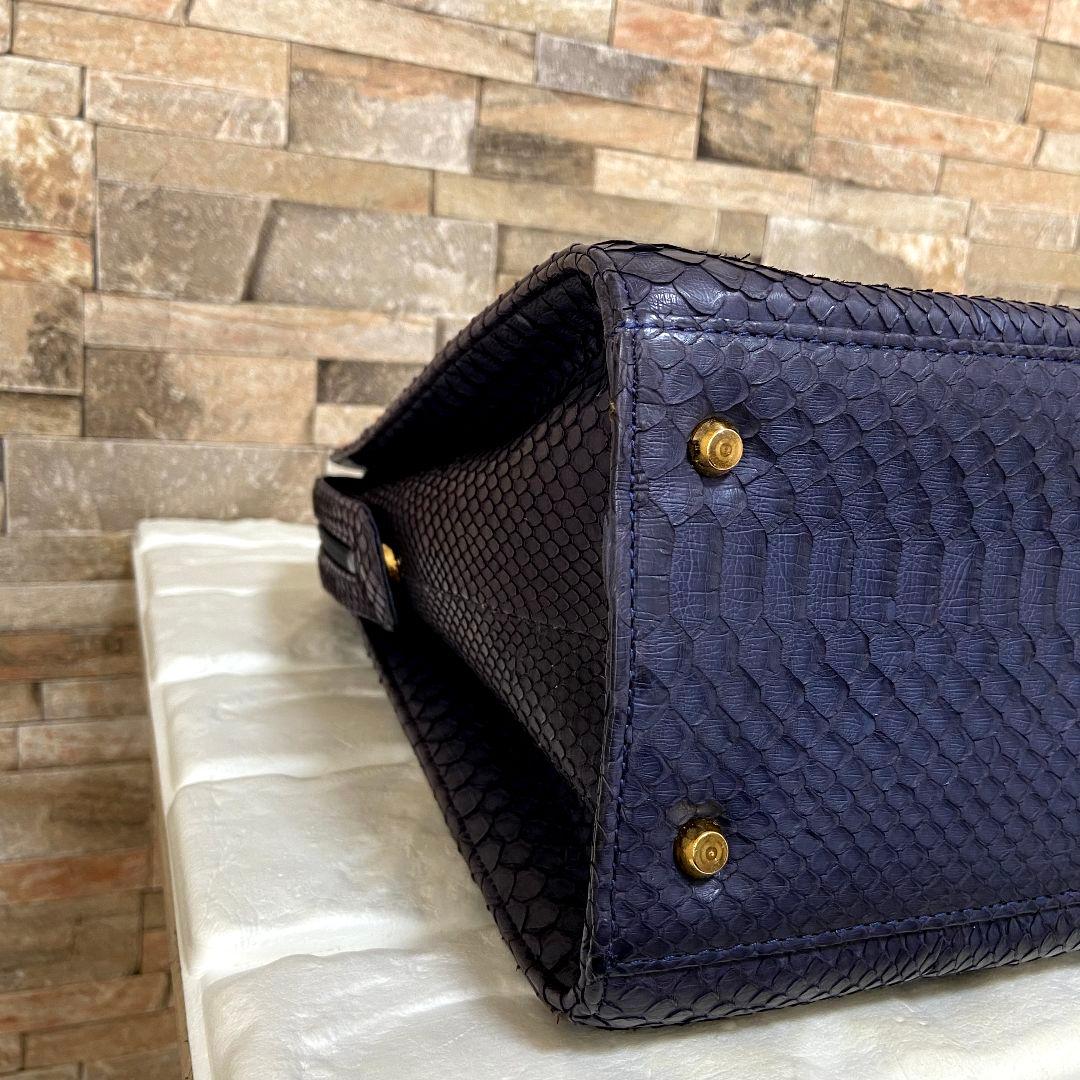 【美品】ANKH-JET　アンクジェット　パイソン　ハンドバッグ　パープル