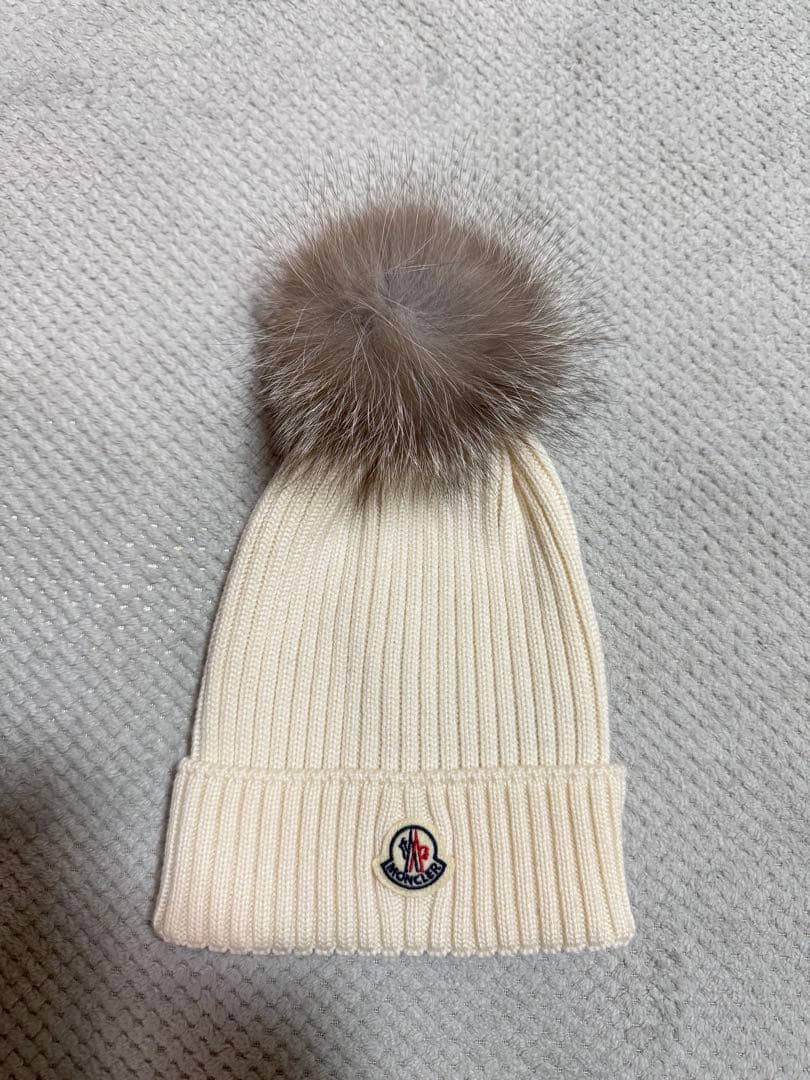 MONCLER アイボリー ニット帽 L