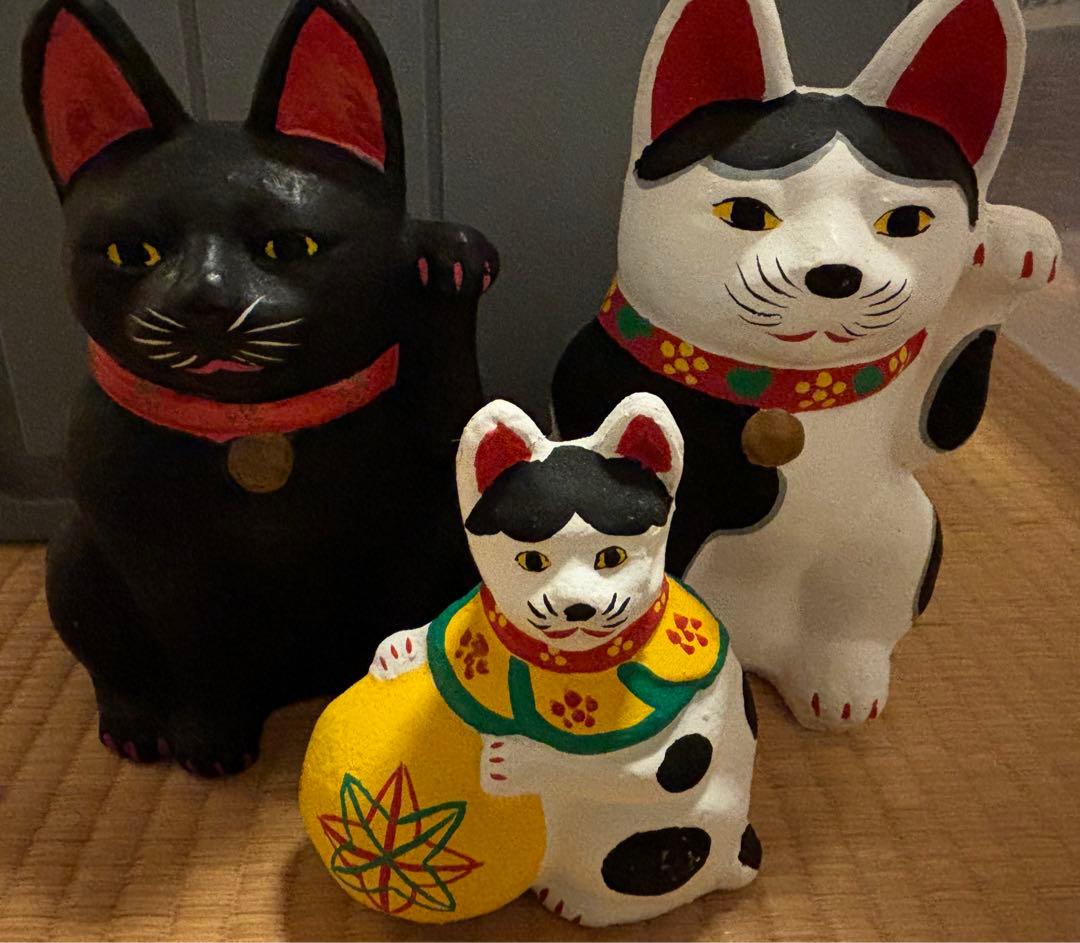 郷土玩具　高山八郎 招き猫　まねきねこ　3点セット