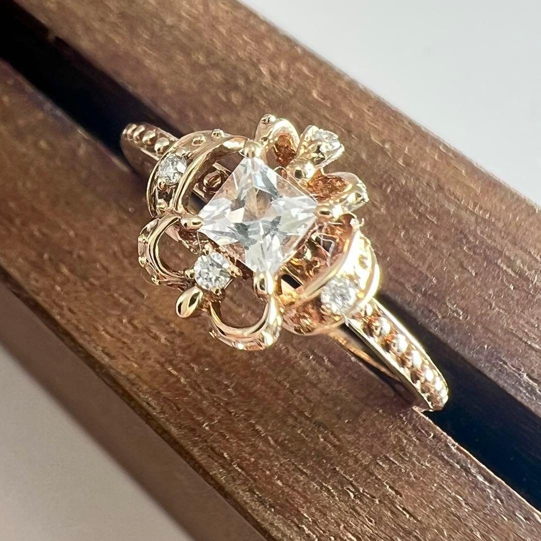 アガット　トパーズ　レース　ピンキーリング