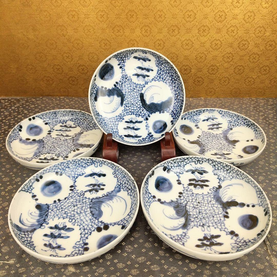 【お値下げしました！】古伊万里　染付　氷裂雪輪文　皿