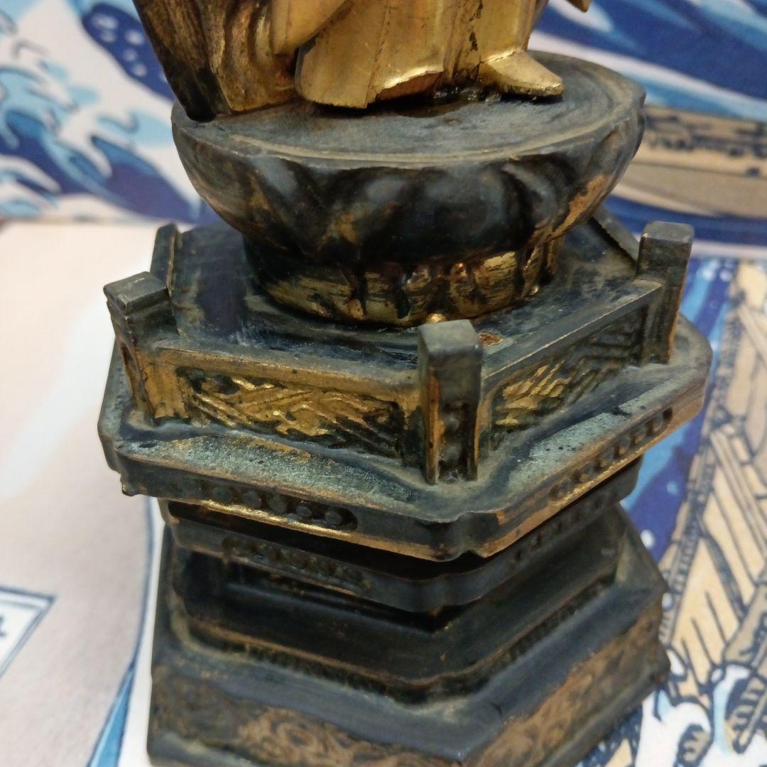 江戸時代中期２００〜２８０年前頃高さ３３センチサイズ木製鍍金阿弥陀如来立像当時物