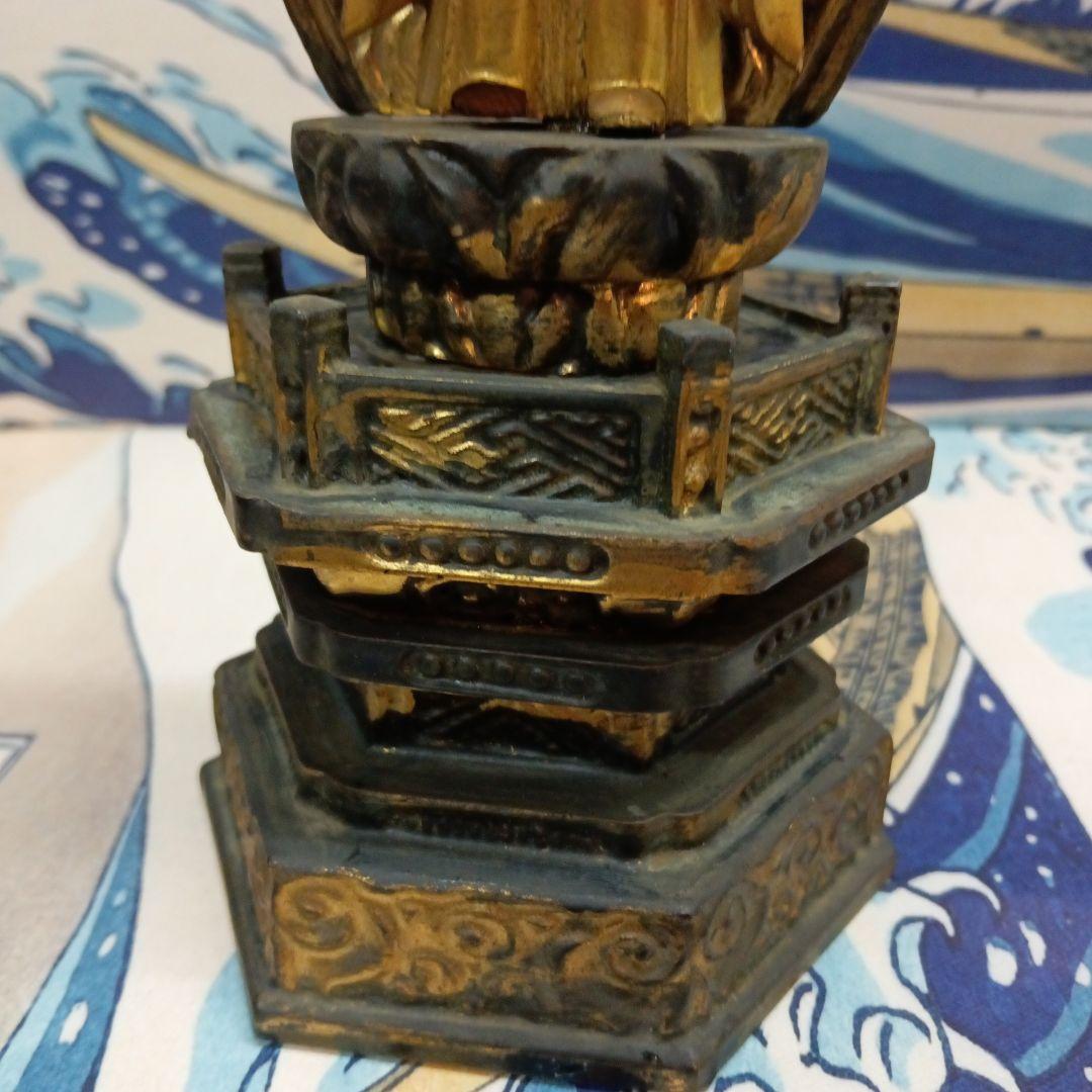 江戸時代中期２００〜２８０年前頃高さ３３センチサイズ木製鍍金阿弥陀如来立像当時物