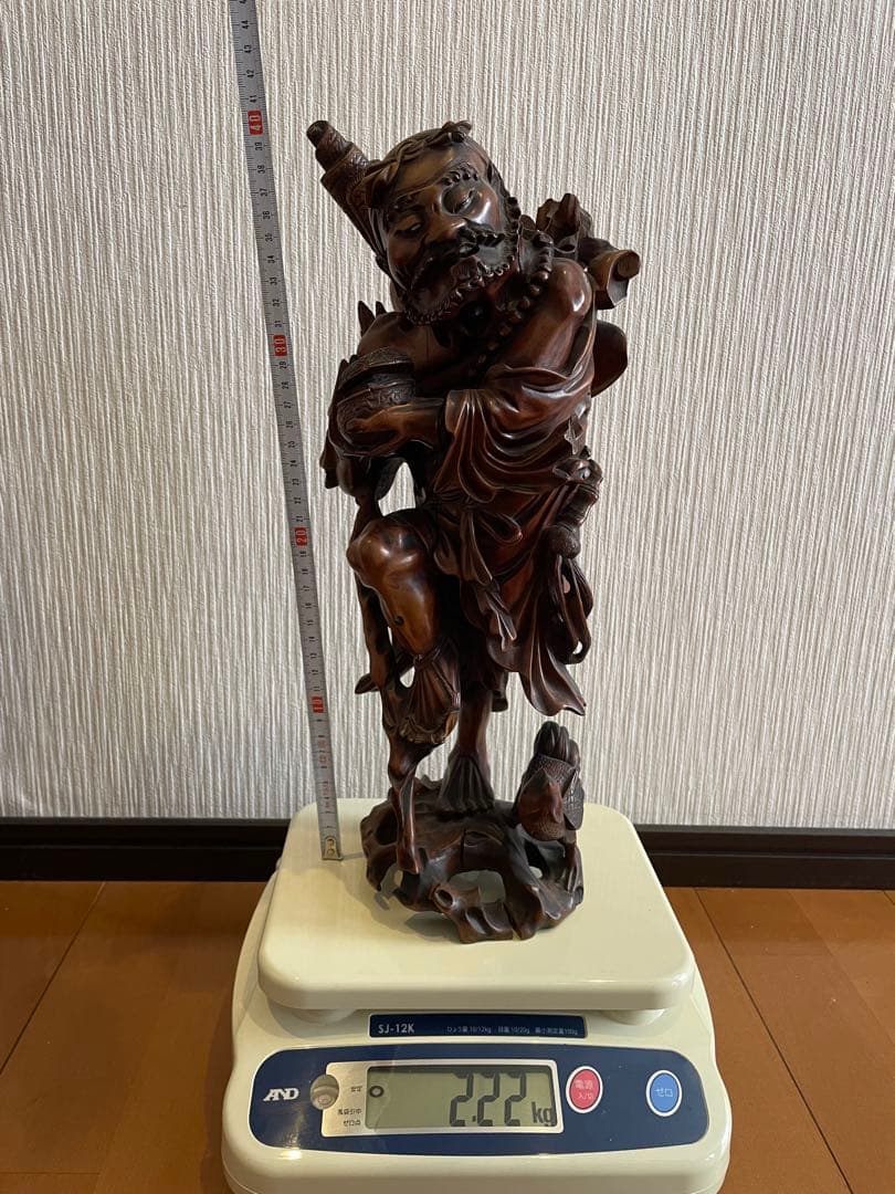 美術品級木製彫刻像 高さ約40 cm 2.22 kg 人物像　置物　黄楊(ツゲ)