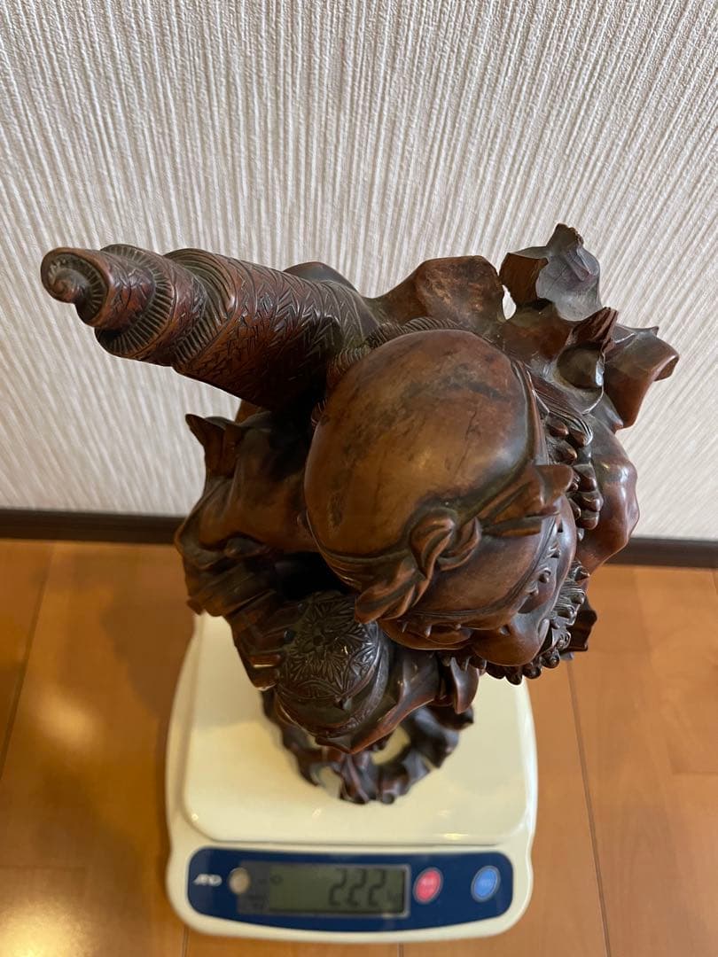 美術品級木製彫刻像 高さ約40 cm 2.22 kg 人物像　置物　黄楊(ツゲ)