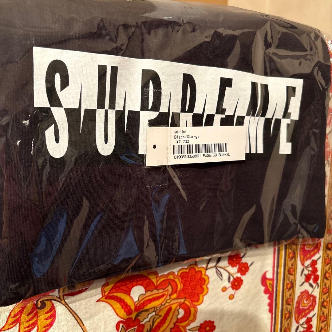 Supreme Split Tee 黒 Tシャツ XL キムタク着用