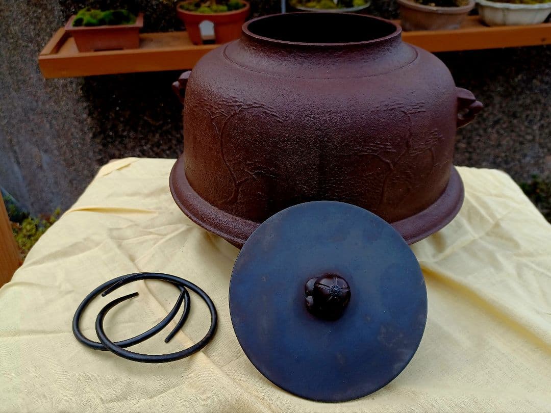 美品！人間国宝 釜師 佐藤浄清 造 浜松地紋真形羽釜 真作