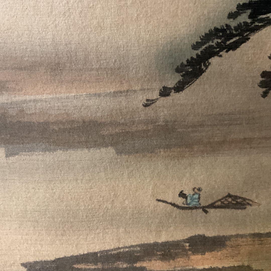 絹本 淡彩色水墨風景画 雲谷筆 表具作品共概ね良好です。