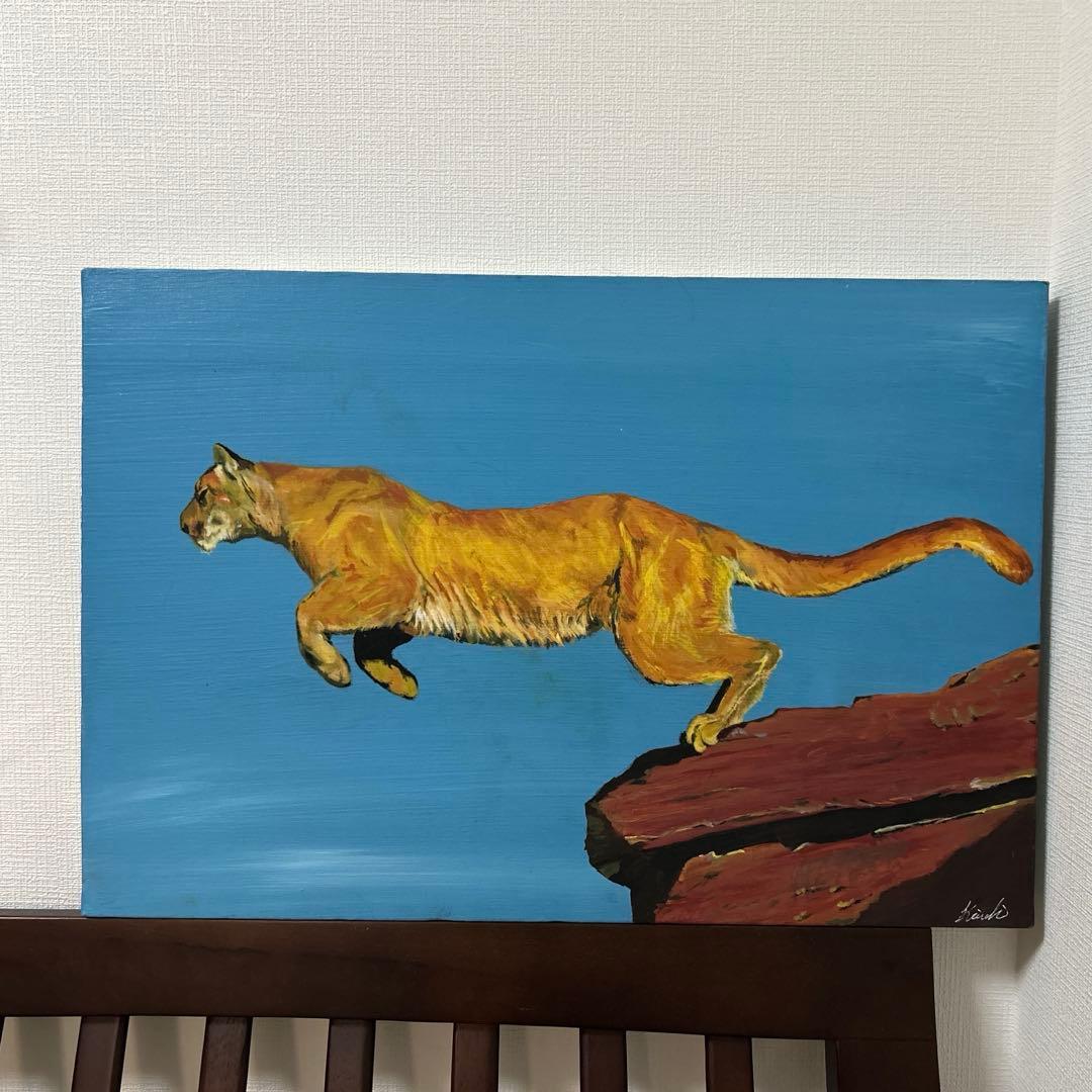 ピューマ　アクリル画　原画
