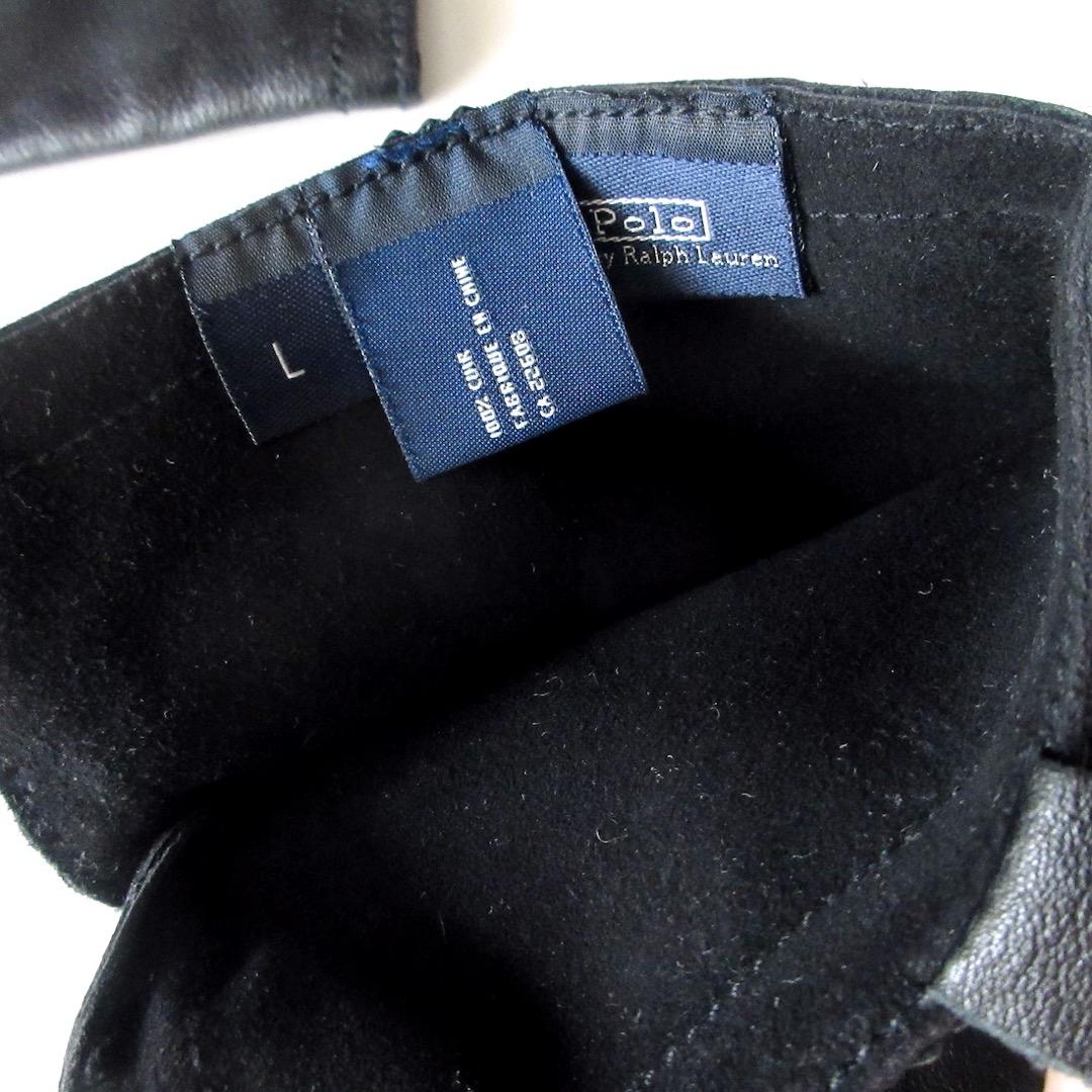 美品 POLO ラルフローレン 本革 手袋 レザーグローブ 黒 メンズ