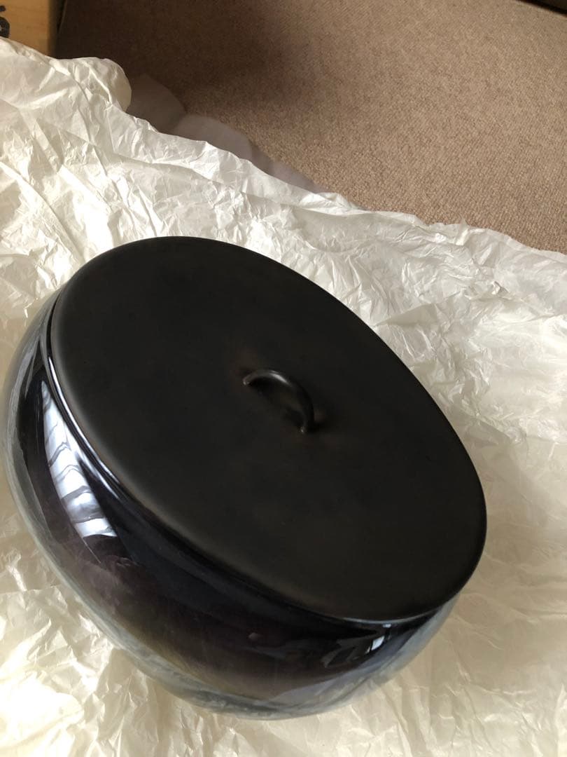 益田芳徳氏作　硝子の水指　共箱入