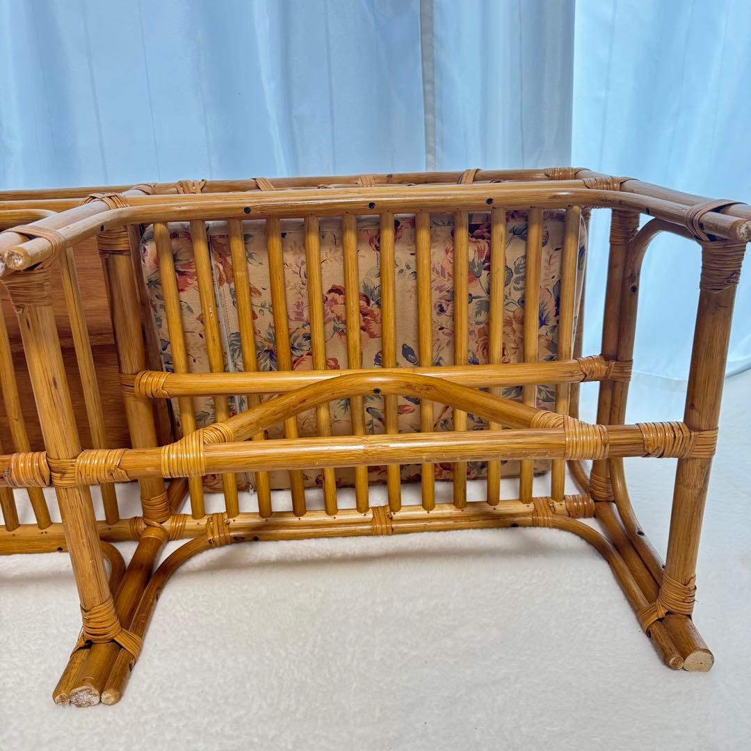 レア♡籐椅子 ラタンチェア サイドテーブル アンティーク レトロ クッション付