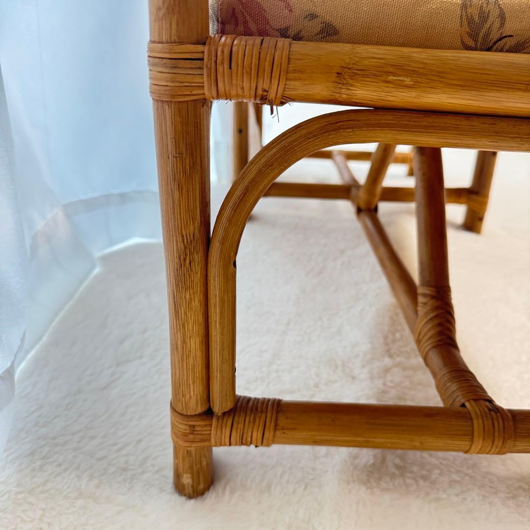 レア♡籐椅子 ラタンチェア サイドテーブル アンティーク レトロ クッション付