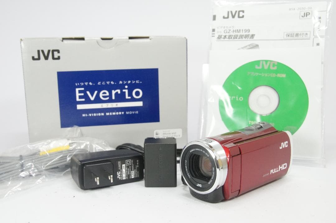 【極美品】JVC Everio GZ-HM199 ビデオカメラ レッド 箱付き
