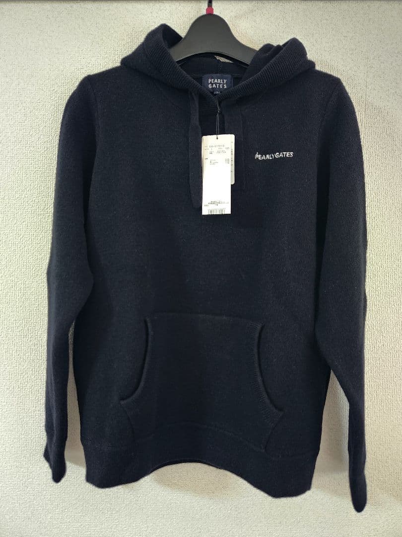 PEARLY GATES　パーリーゲイツ　背中ロゴ刺繍　肉厚ウールニットパーカー