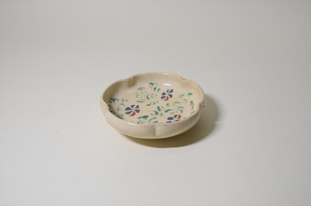 明治時代　京焼　色絵花唐草小皿　骨董品　アンティーク　食器