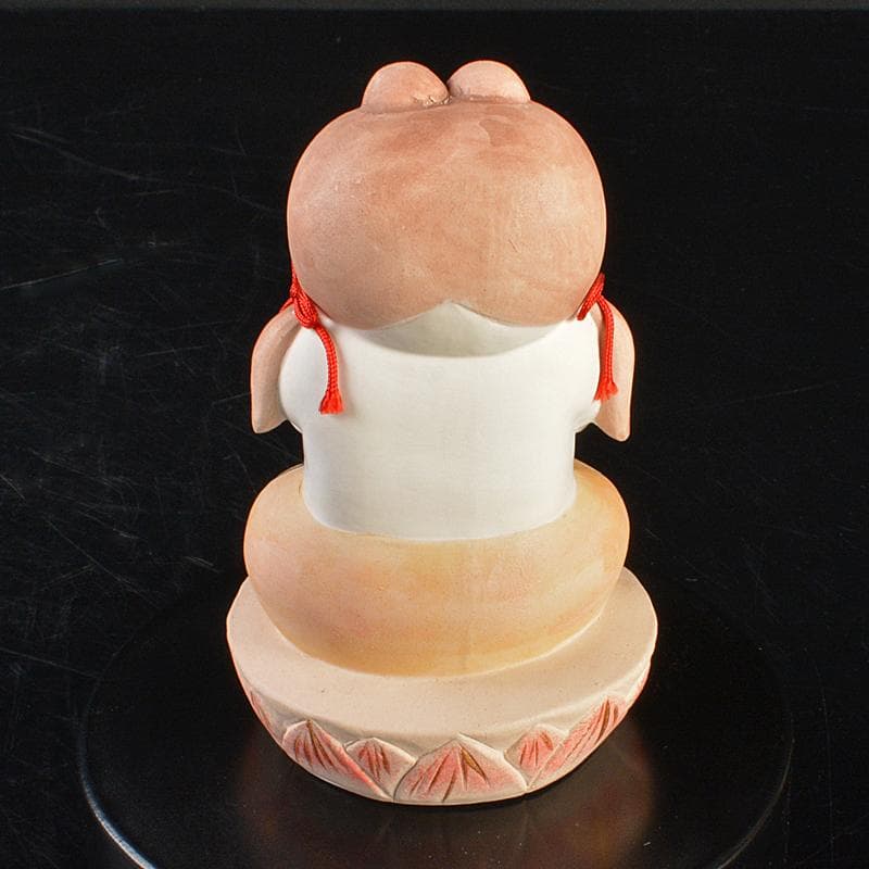 博多人形　人形師　二代戸畑茂四郎作　福々観音　置物　台付　V　R7113