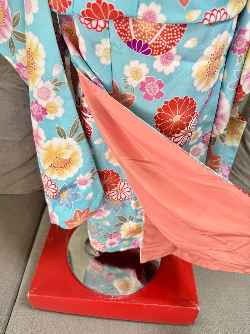 七五三着物帯セット　7歳　紺　水色黄色帯