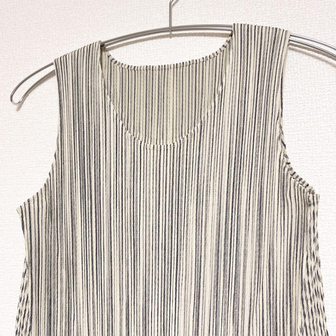 プリーツプリーズ　イッセイミヤケ　チュニック　ストライプ　切り替え　縦　斜め　3