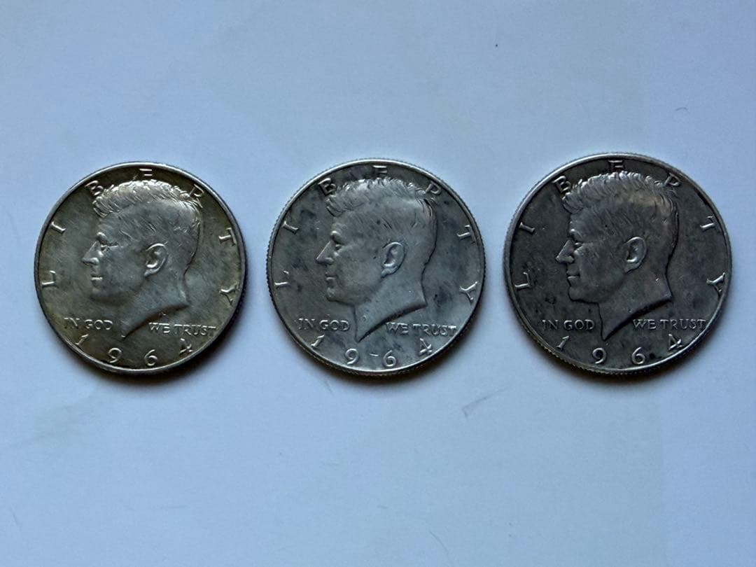 【1964年】ケネディハーフダラー銀貨3枚