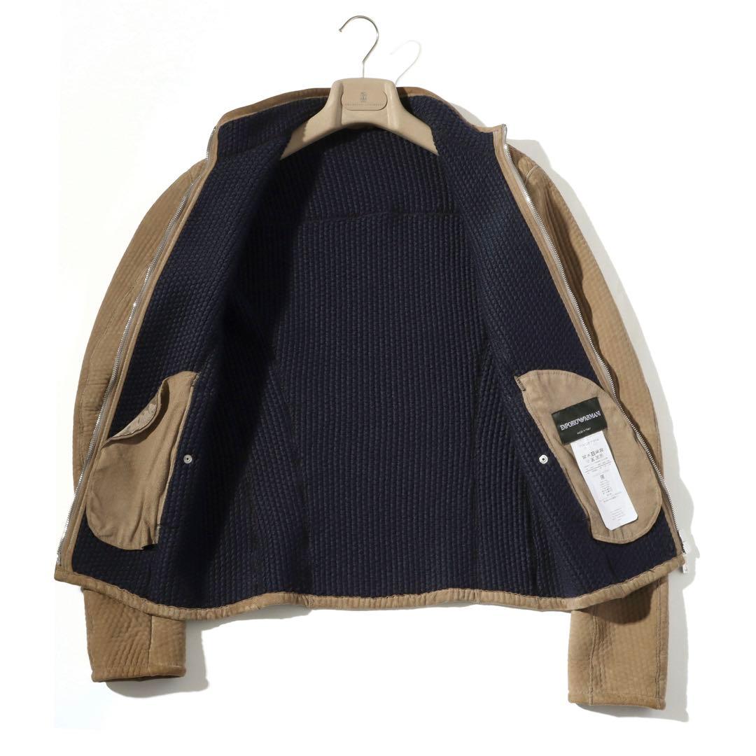 エンポリオ アルマーニ レザー ブルゾン ジャケット ライダース 44 S相当